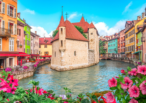 Annecy old town cityscape, France - European medieval village - Wanderlust concept