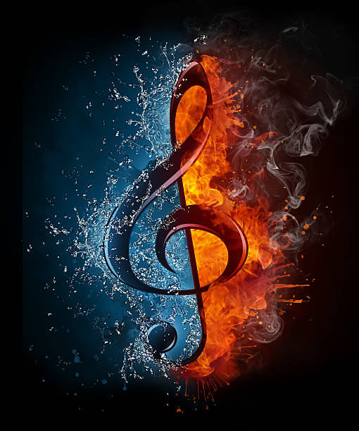 clave de sol - treble clef music fire musical symbol imagens e fotografias de stock