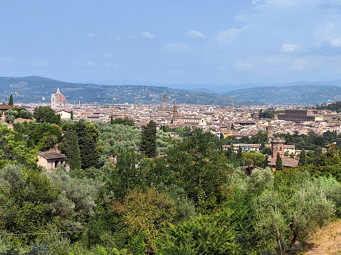 Florence cityscape viewed from Bellosguardo hill, Tuscany