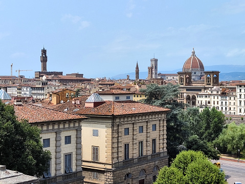 Florence skyline viewed from San Niccolo' quarter staircase, Tuscany