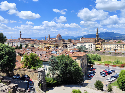 Florence skyline viewed from San Niccolo staircase. Tuscany