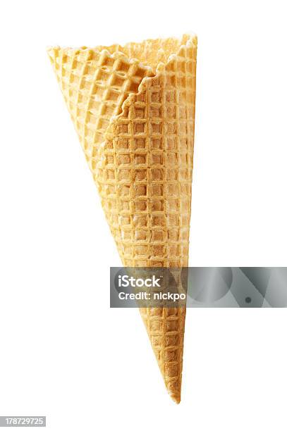 Wafer Cone Isolated On White Stock Photo - Download Image Now - Ice Cream Cone, Baked Pastry Item, Bakery