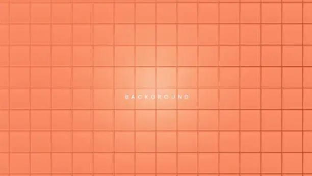 Vector illustration of Tile checkered orange color background bathroom floor texture
