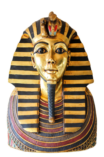 Modern copy of ancient egyptian Tutankhamen's mask isolated with clipping path