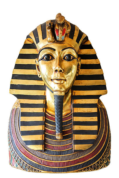 egyptian king tut golden death mask Modern copy of ancient egyptian Tutankhamen's mask isolated with clipping path egyptian art stock pictures, royalty-free photos & images
