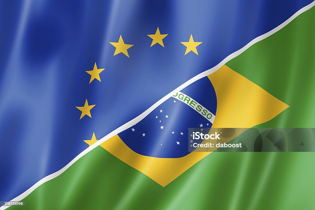ヨーロッパとブラジルの国旗 - 3Dのロイヤリティフリーストックフォト