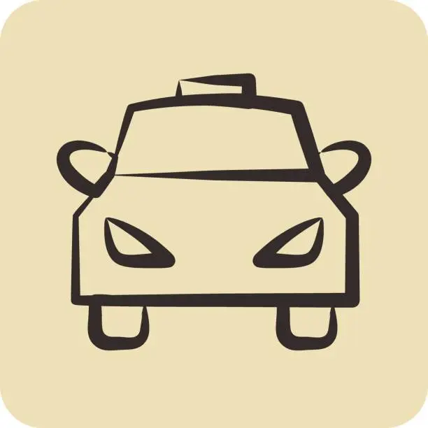 Vector illustration of Icon Taxi. suitable for Automotive symbol. hand drawn style. simple design editable