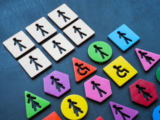 istock Identical figures opposite different ones as symbol of diversity and inclusion. 1787354587