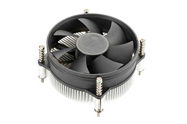 istock CPU Air cooler isolated on white background. Old aluminium pc processor cooler. 1787355099