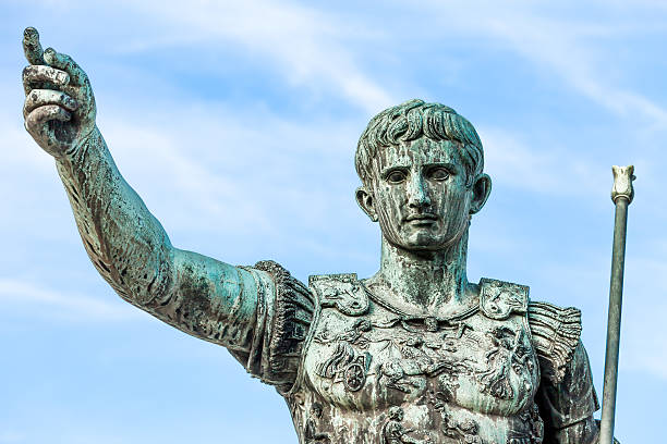 Statue Of Augustus Caesar, Rome, Italy A statue of Augustus Caesar in front of the site of the Forum of Augustus, Rome, Italy. augustus caesar stock pictures, royalty-free photos & images