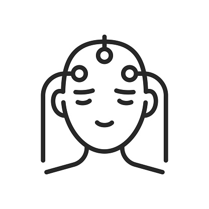 Biofeedback Headache Help Icon. Vector Isolated Linear Editable Sign of Physiological Activity, Therapeutic Technique for Migraine Management and Relaxation.