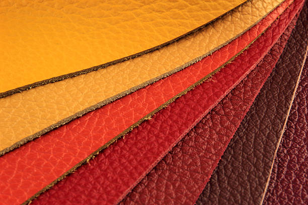 istock Natural leather upholstery samples with stitching in various colors 178736213