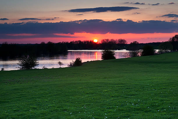 istock red sunset over river in Gelderland 178736223