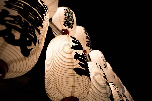 istock Closeup of oriental lanterns at night 178736226