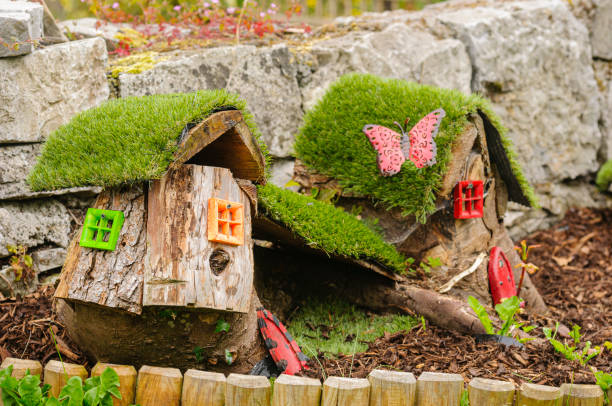 Fairy houses in an Irish garden.