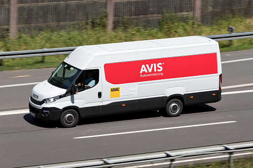 Wiehl, Germany - June 24, 2019: Iveco Daily of Avis on motorway
