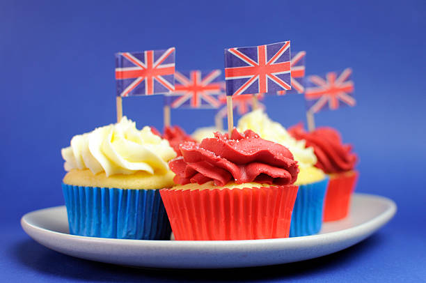 istock English theme cupcakes with Great Britain Union Jack flags 178737486