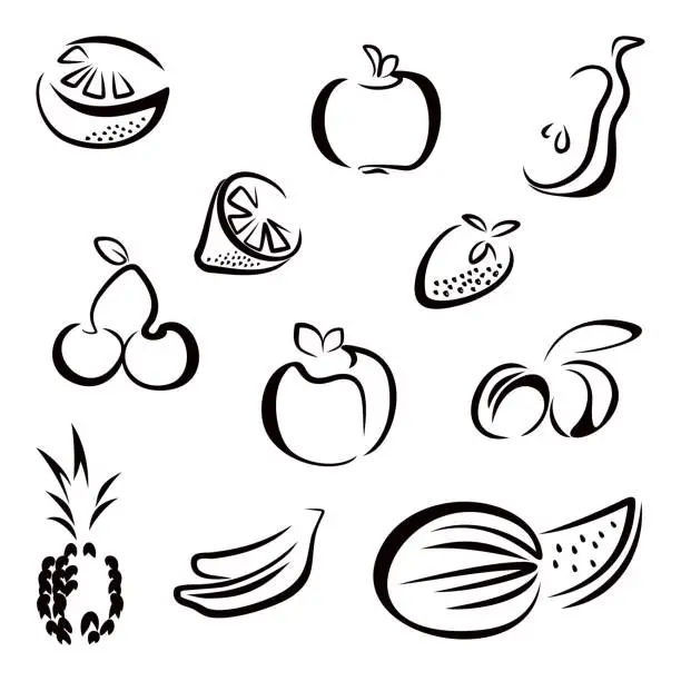 Vector illustration of Fruit symbols