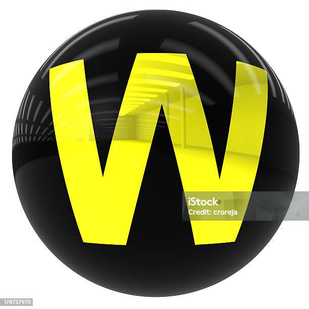 Ball With The Letter W Stock Photo - Download Image Now - Alphabet, Black Color, Clipping Path