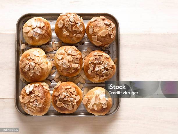 Golden Almong Buns Stock Photo - Download Image Now - Almond, Baked, Bread