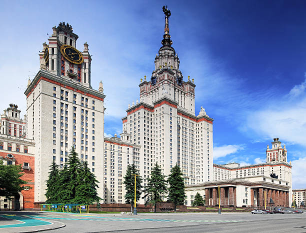 Lomonosov Moscow State University, Main Building Lomonosov Moscow State University, Main Building, main entrance. mikhail lomonosov stock pictures, royalty-free photos & images
