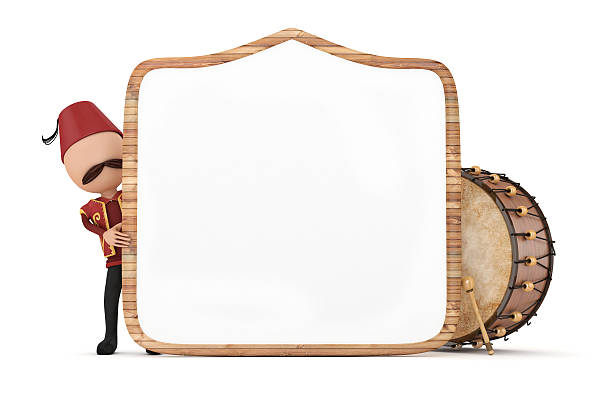 ramadan drummer with frame and drum ramadan drummer with wooden frame and drum 3d rendered religious celebration audio stock pictures, royalty-free photos & images