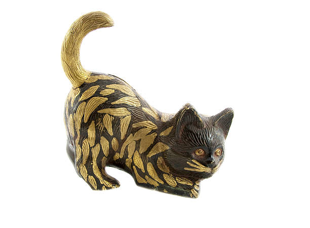 istock Bronze statuette of fun cat isolated over white 178739782