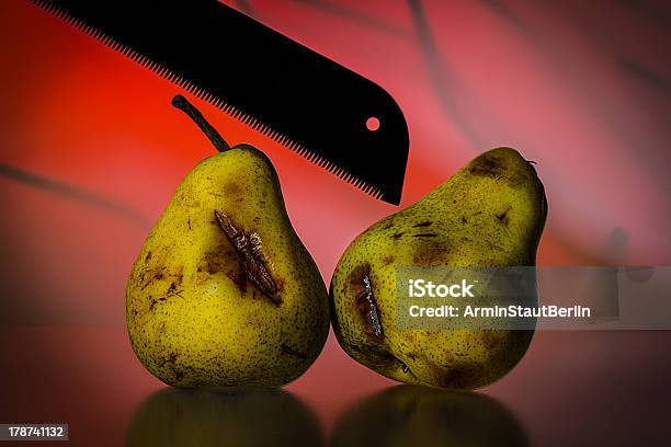 Still Life With Two Old Pears And A Saw Stock Photo - Download Image Now - Backgrounds, Brown, Close-up