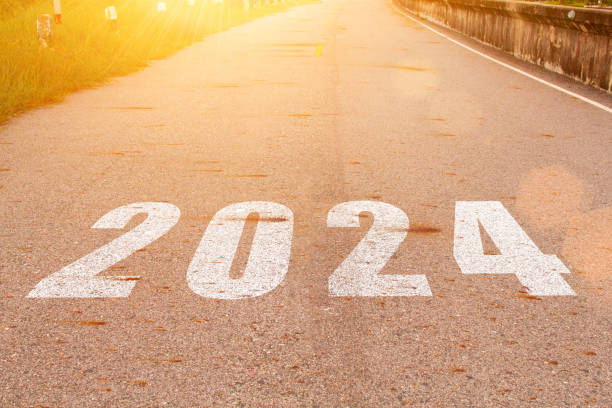 istock New year 2024. Text of 2024 has written on the ground. 1787411849