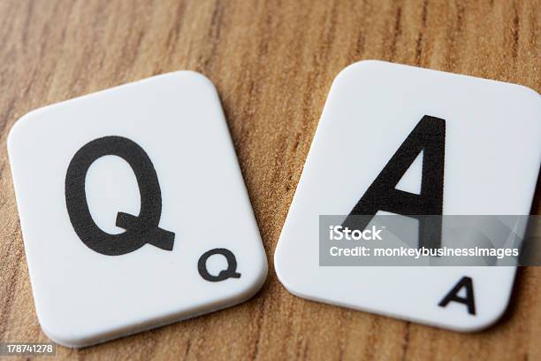 Two Scrabble Pieces Saying Q A Stock Photo - Download Image Now - Alphabet, Tile, Letter Q