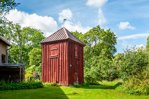 Wooden belfry of St. Peter's chapel in Kuldiga. Latvia. Built in 1782.