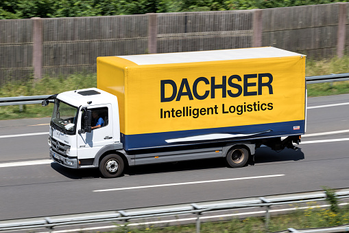 Wiehl, Germany - June 24, 2019: Dachser Mercedes-Benz Atego truck on motorway