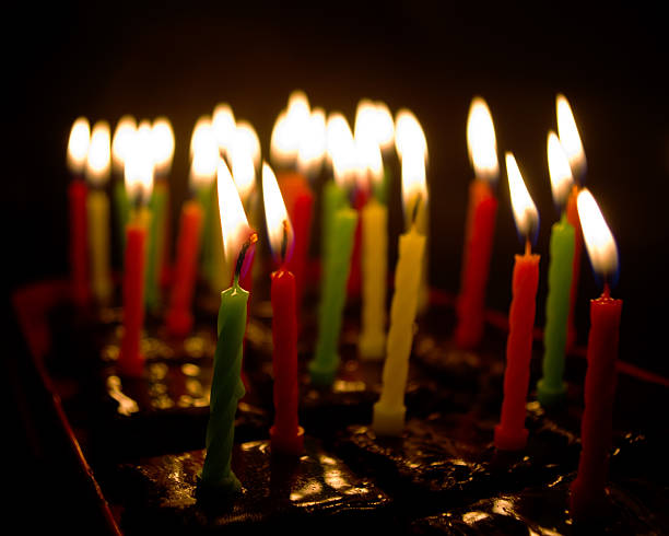 istock Burning candles on chocolate muffins in the dark 178742591