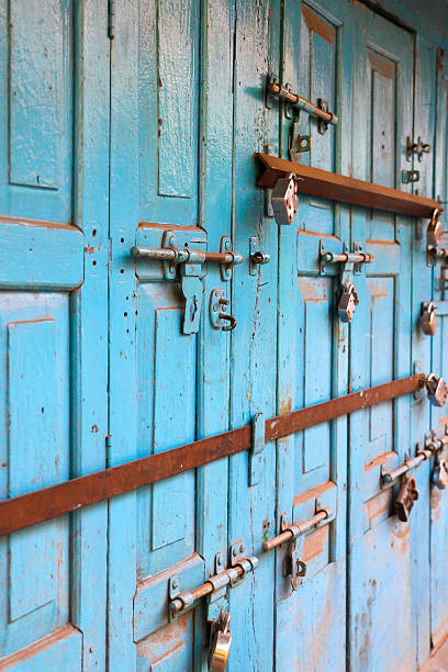 istock Colorful ancient door with locks 178743011
