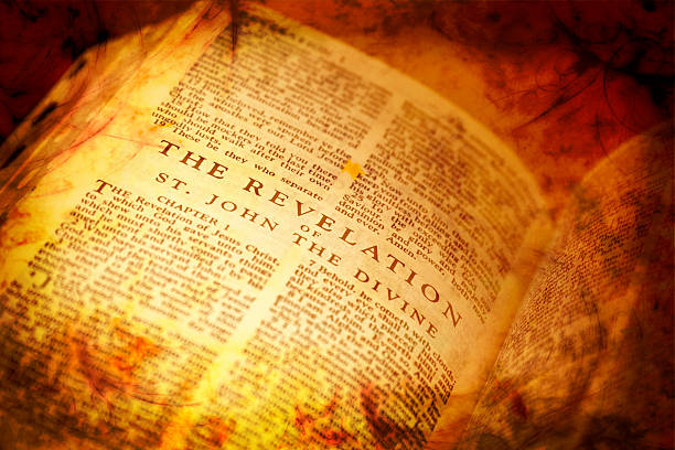 Bible showing The Revelation in distressed vintage style