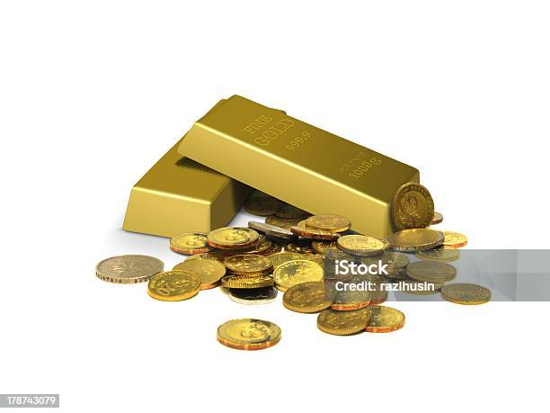 Gold Bars And Coins Stock Photo - Download Image Now - Coin, Currency, Finance