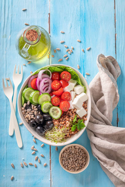 istock Healthy Greek salad for people on diet in alternative version. 1787431064