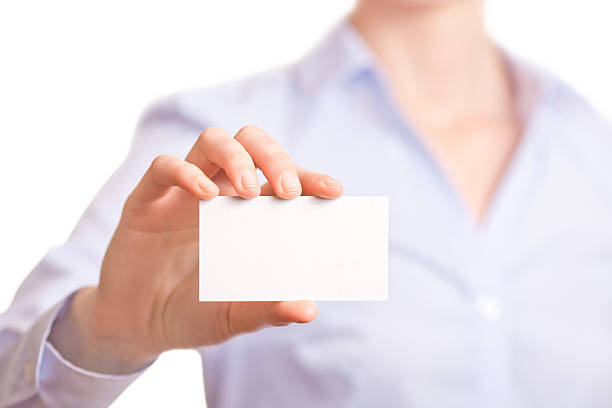 istock Business women handing a blank card 178743138