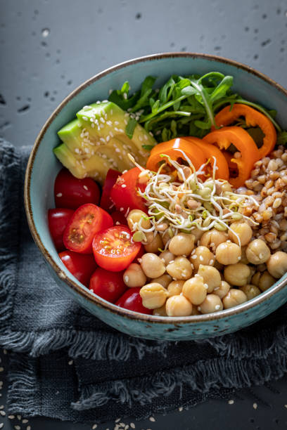 istock Fresh salad with chickpeas, pepper, avocado and groats. 1787432650