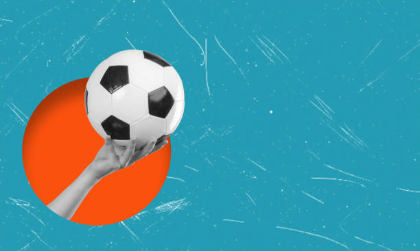 istock Contemporary artistic collage featuring a hand with a soccer ball. 1787434760