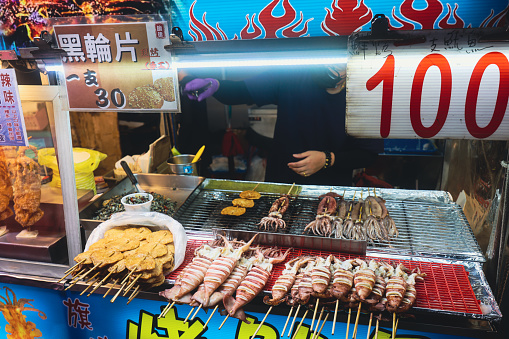 Kenting, Taiwan - November 02, 2023:  Asian Street Food Seller on the Kenting Night Market