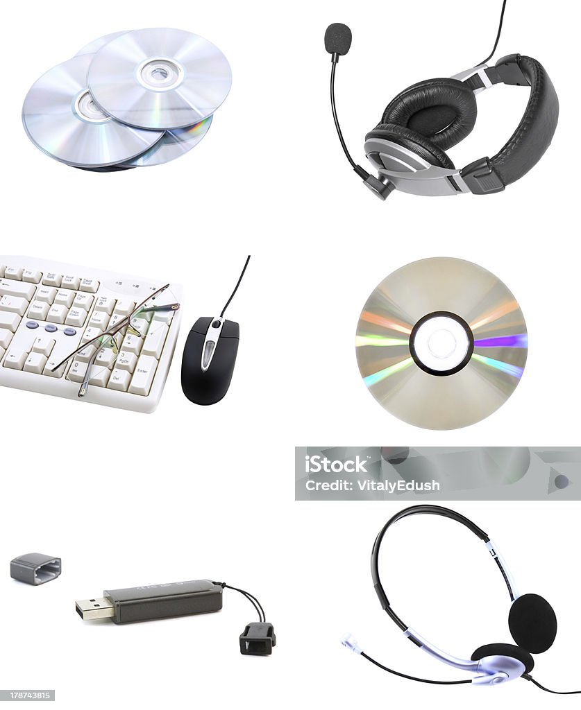 Collage von Computer-Geräte. Isoliert - Lizenzfrei Accessoires Stock-Foto