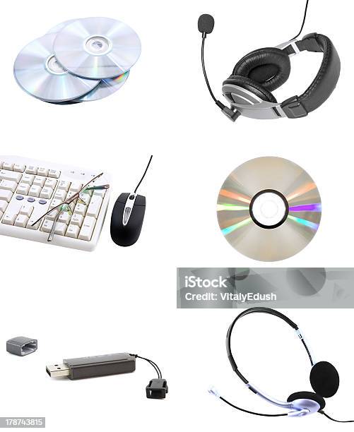 Collage Von Computergeräte Isoliert Stockfoto und mehr Bilder von Accessoires - Accessoires, Adapter, Ausrüstung und Geräte