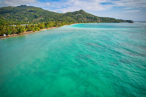 Drone photography of anse royale beach area, Mahe, Seychelles