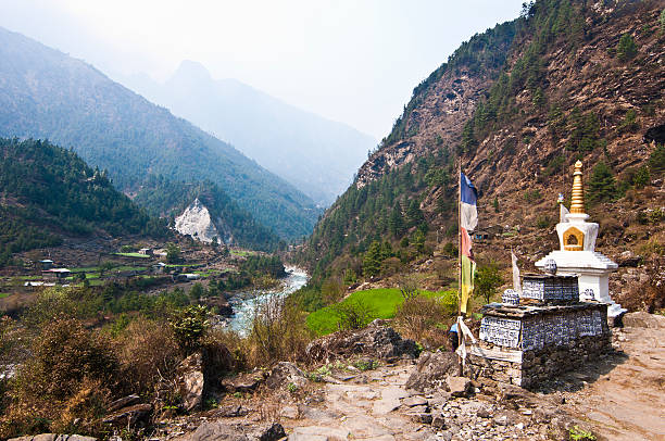 trekking na região everest - lukla imagens e fotografias de stock