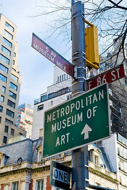 Museum Mile - crossroad of 5 Ave and 86 East Street in New-York, USA