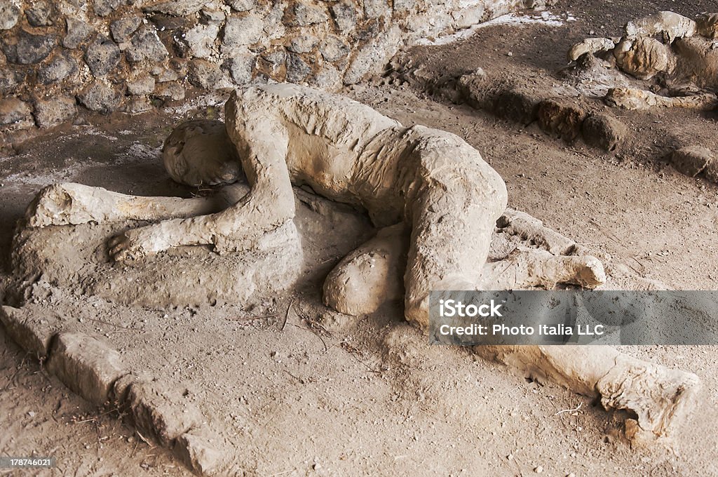 Pompeii victims covered in sand body shapes of victims after the vesuvius eruptions, Pompeii, Italy Pompeii Stock Photo