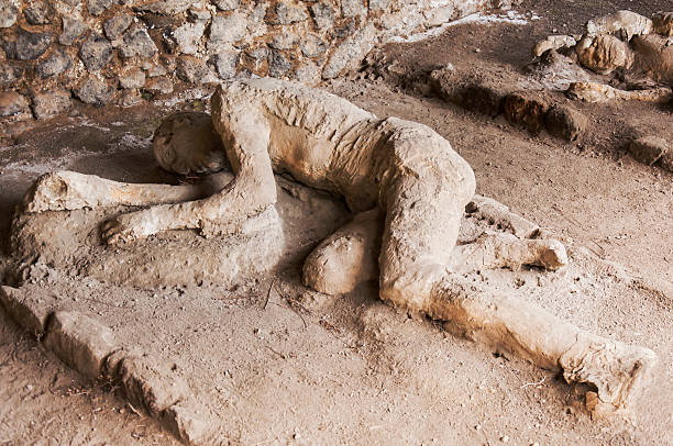 Pompeii victims covered in sand body shapes of victims after the vesuvius eruptions, Pompeii, Italy active volcano photos stock pictures, royalty-free photos & images