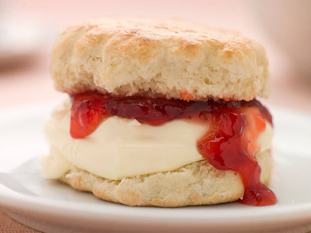 istock Scone Filled with Strawberry Jam and Clotted Cream 178746273