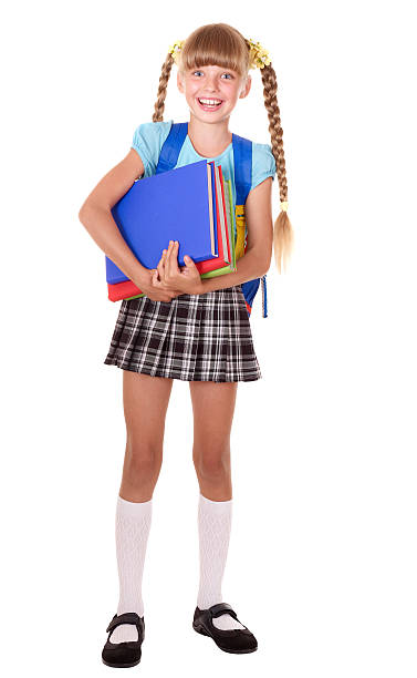 istock Schoolgirl with backpack holding books. 178746455